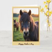 Gouden Vaderdag Paard Kaart (Gele Bloem)