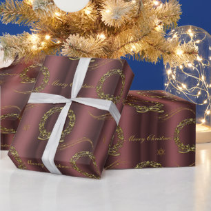 Gouden Vakantie Elegantie op Brons Kerstmis Cadeaupapier
