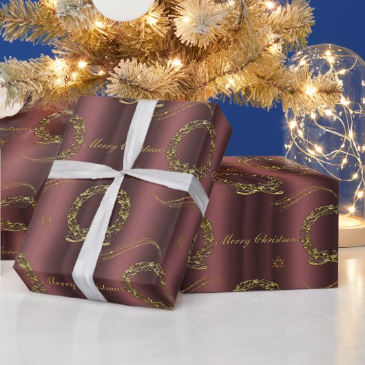 Gouden Vakantie Elegantie op Brons Kerstmis Cadeaupapier (Feestdagen)