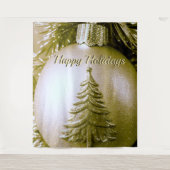 Gouden Vakantie Kerstbal Achtergrond Wandkleed (Voorkant)