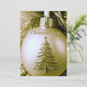 Gouden Vakantie Kerstbal uitnodiging (Staand voorkant)