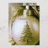 Gouden Vakantie Kerstbal uitnodiging (Voorkant / Achterkant)