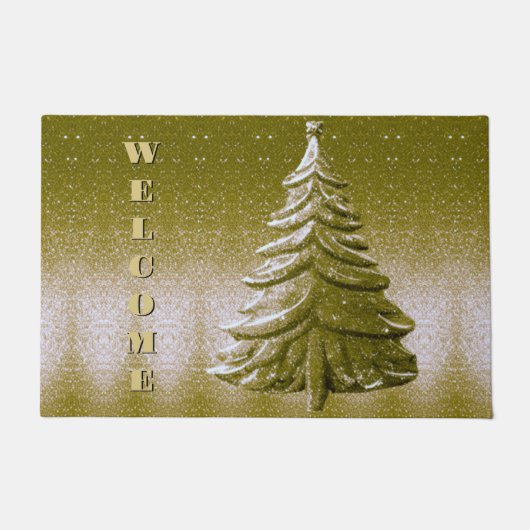 Gouden Vakantie Kerstboom Deurmat (Voorkant)