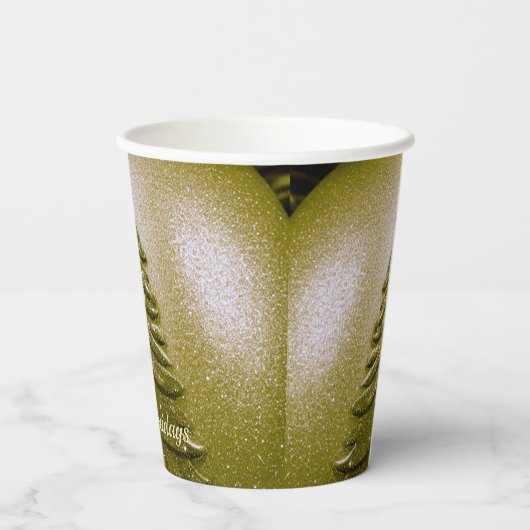 Gouden Vakantie Kerstboom Papier Cups Papieren Bekers (Achterkant)