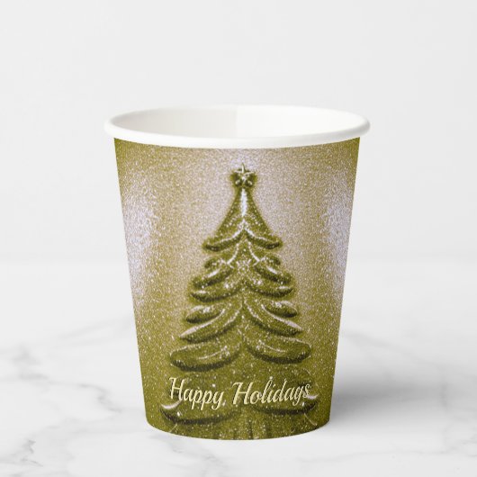 Gouden Vakantie Kerstboom Papier Cups Papieren Bekers (Links)