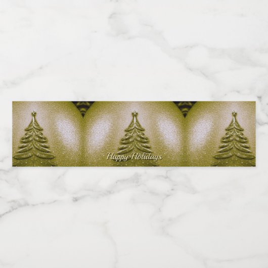 Gouden Vakantie Kerstboom Waterfles Etiket (Enkel label)