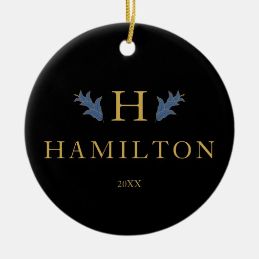 Gouden vakantie Monogram Pas getrouwd Foto Ornamen Keramisch Ornament (Voorkant)