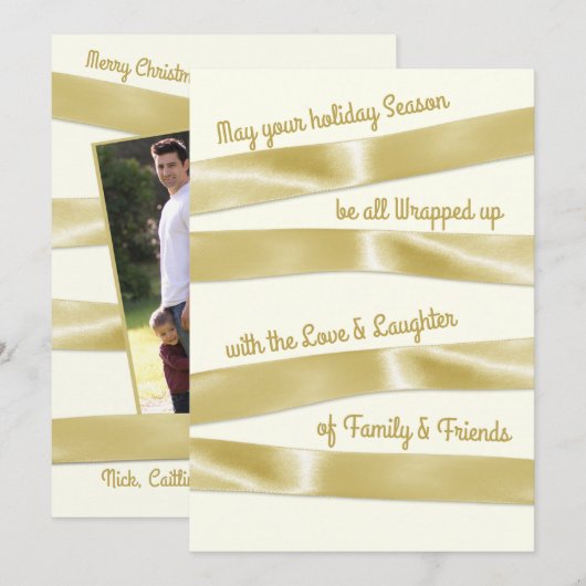 Gouden vakantie Trimmmings Fotogroet Feestdagenkaart (Voorkant / Achterkant)