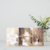 Gouden val laat witte trouwfoto achter Dank u Bedankkaart (Staand voorkant)
