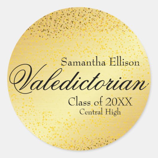 Gouden Valedictorian Gepersonaliseerde Gouden Stic Ronde Sticker (Voorkant)