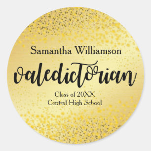 Gouden Valedictorian Gepersonaliseerde Gouden Stic Ronde Sticker