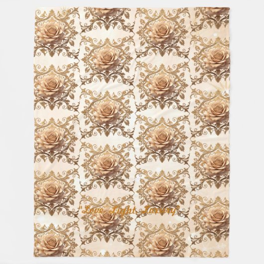 "Gouden Valentijn Droom" Fleece Deken (Voorkant)