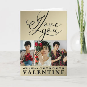 Gouden Valentijnsdag Ik Hou van Jou Fotocollage Kaart