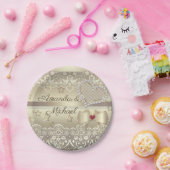 Gouden Valentijnsdag Trouwillustratie hart l Papieren Bordje (Feest)