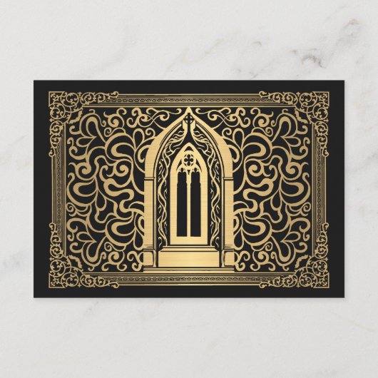Gouden Vampier Kathedraal Gotische bruiloft RSVP Informatiekaartje (Achterkant)