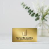 Gouden Vastgoed Gebouwen | Goud Textuur Visitekaartje (Staand voorkant)