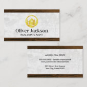 Gouden Vastgoedlogo | Houten Afwerking Visitekaartje (Voorkant / Achterkant)