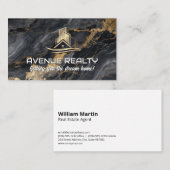 Gouden Vastgoedlogo | Lux Marmer Visitekaartje (Voorkant / Achterkant)