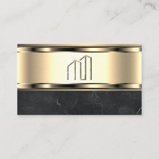 Gouden Vastgoedlogo | Metalen Goud Marmer  Visitekaartje (Achterkant)