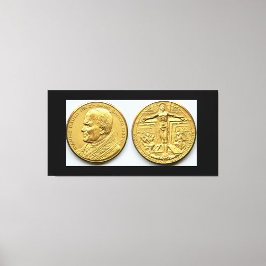 GOUDEN VATICAANSE MUNTEN MET PAUS JOHANNES PAULUS  CANVAS AFDRUK (Voorkant)