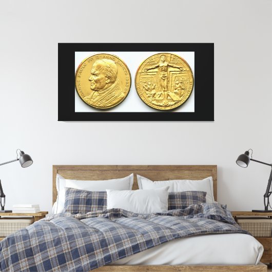 GOUDEN VATICAANSE MUNTEN MET PAUS JOHANNES PAULUS  CANVAS AFDRUK (Insitu (Slaapkamer))