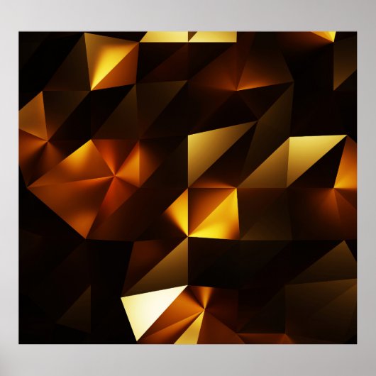 Gouden Veelhoek: 3D Abstract het teruggeven Poster (Voorkant)