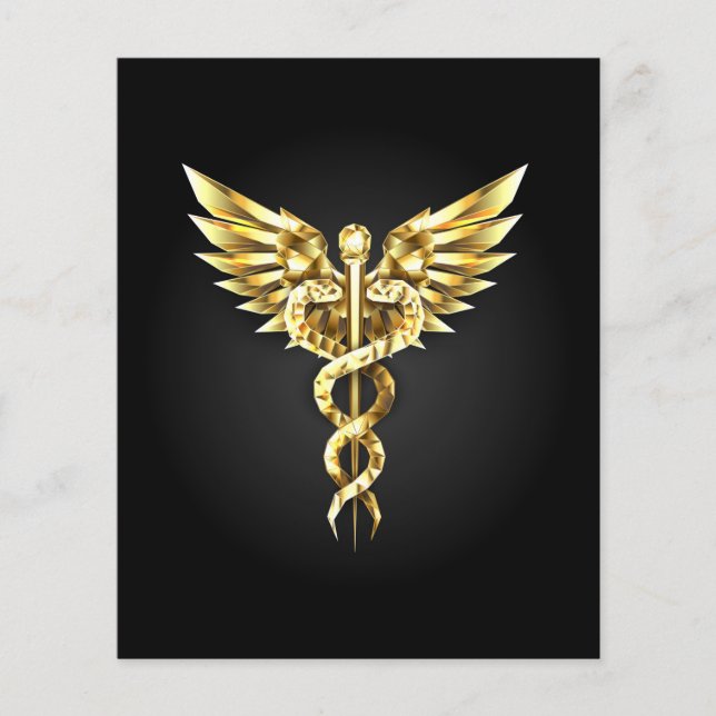 Gouden veelhoekig symbool Caduceus (Voorkant)