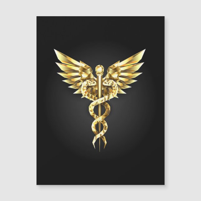 Gouden veelhoekig symbool Caduceus (Voorkant)