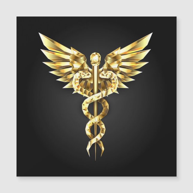 Gouden veelhoekig symbool Caduceus (Voorkant)