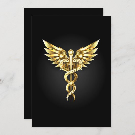 Gouden veelhoekig symbool Caduceus Aankondiging (Voorkant / Achterkant)