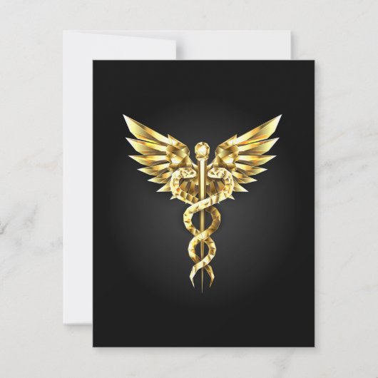 Gouden veelhoekig symbool Caduceus Aankondiging (Voorkant)