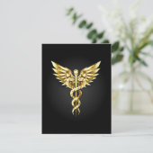 Gouden veelhoekig symbool Caduceus Aankondiging (Staand voorkant)