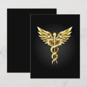 Gouden veelhoekig symbool Caduceus Aankondiging (Voorkant / Achterkant)