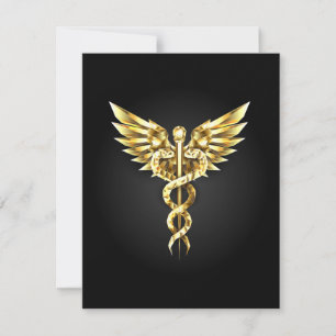 Gouden veelhoekig symbool Caduceus Aankondiging