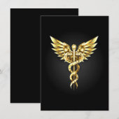 Gouden veelhoekig symbool Caduceus Aankondiging (Voorkant / Achterkant)