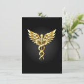 Gouden veelhoekig symbool Caduceus Aankondiging (Staand voorkant)