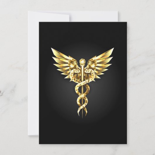 Gouden veelhoekig symbool Caduceus Aankondiging (Voorkant)
