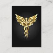Gouden veelhoekig symbool Caduceus Afsprakenkaartje (Voorkant)