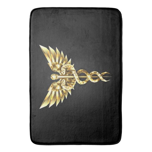 Gouden veelhoekig symbool Caduceus Badmat (Voorkant Verticaal)
