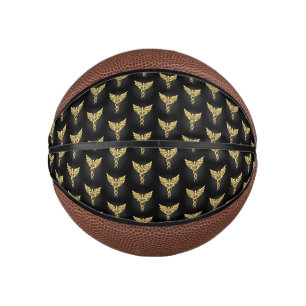 Gouden veelhoekig symbool Caduceus Basketbal