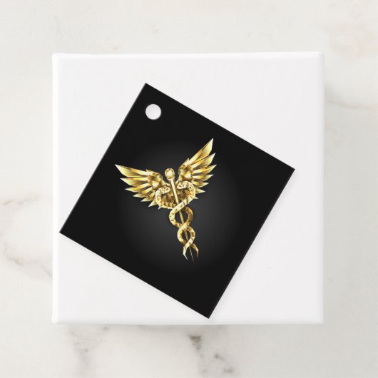 Gouden veelhoekig symbool Caduceus Bedankjes Labels (In situ)