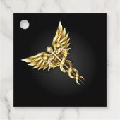 Gouden veelhoekig symbool Caduceus Bedankjes Labels (Voorkant)