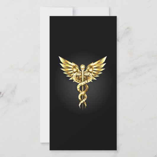 Gouden veelhoekig symbool Caduceus Bedankkaart (Voorkant)