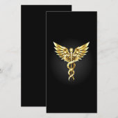 Gouden veelhoekig symbool Caduceus Bedankkaart (Voorkant / Achterkant)