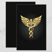 Gouden veelhoekig symbool Caduceus Briefpapier (Voorkant / Achterkant)
