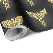 Gouden veelhoekig symbool Caduceus Cadeaupapier (Rol Hoek)