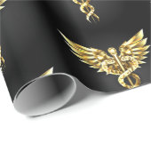 Gouden veelhoekig symbool Caduceus Cadeaupapier (Rol Hoek)