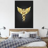 Gouden veelhoekig symbool Caduceus Canvas Afdruk (Insitu (Slaapkamer))