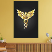Gouden veelhoekig symbool Caduceus Canvas Afdruk (Insitu (Woonkamer))