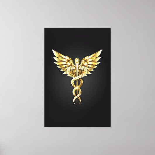 Gouden veelhoekig symbool Caduceus Canvas Afdruk (Voorkant)